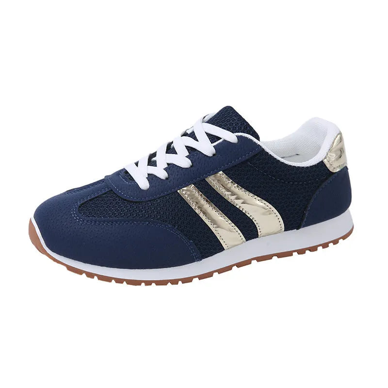 Blue women's casual shoes with cross shoulder straps and rubber soles