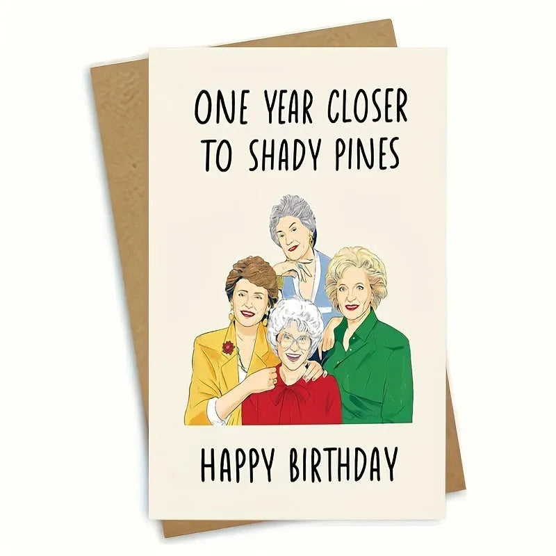 Simple modern birthday greeting card with a selection of colourful and kraft paper envelopes in two sizes.