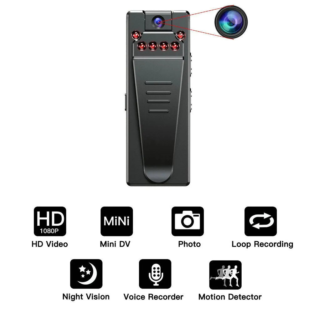 Black 1080p HD DV home camera with night vision and motion detection features