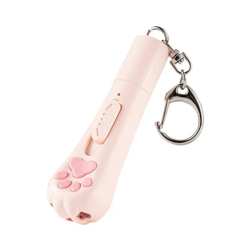 Cat teaser toy with self-moving head and LED light in pink, cream, or blue colours