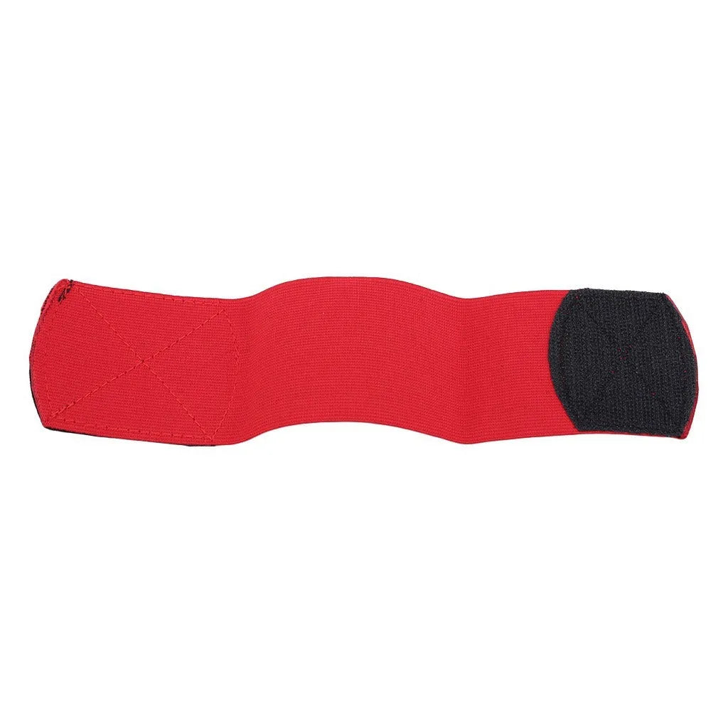 Elastic rubber shin guard tape belt in red, blue, black, and white colours for football and cycling