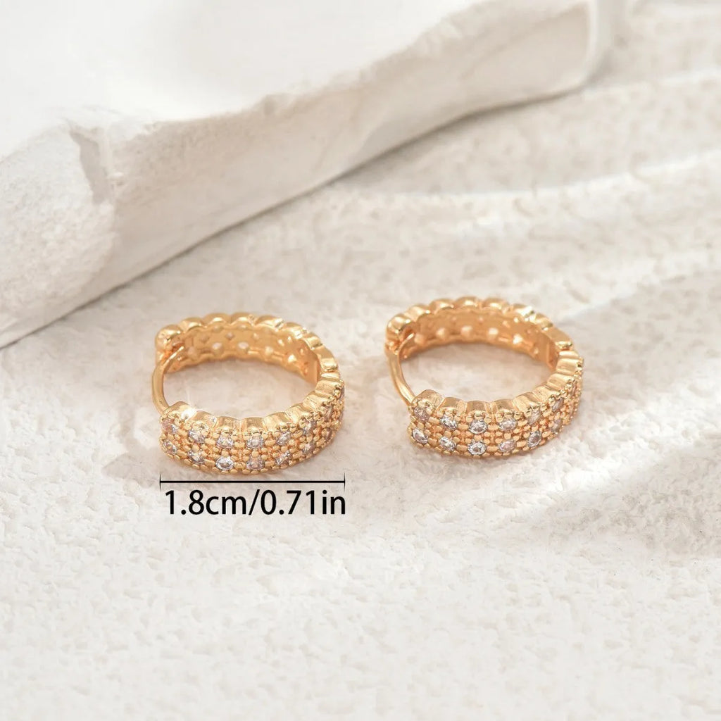 Copper geometry pattern ear studs with round dot ring elements