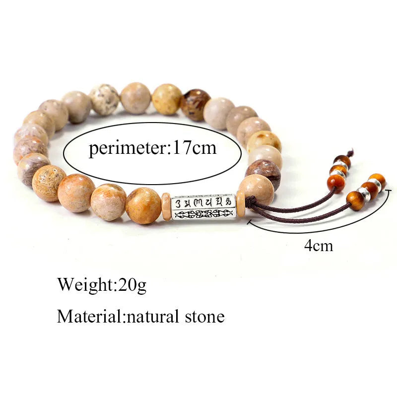 Wood colour handmade stone bead bracelet with European American retro style