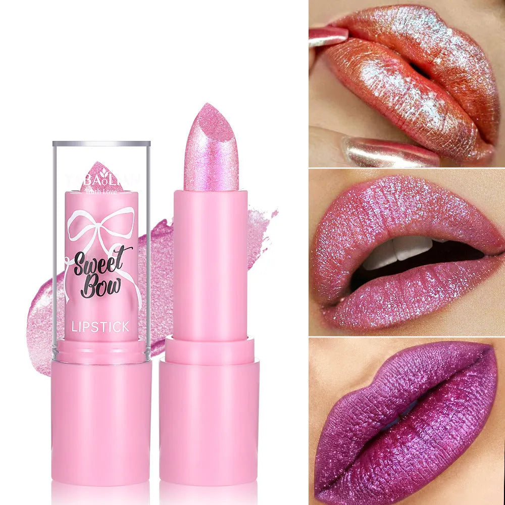 Sweetheart bow design diamond lipstick in six colour shades with long-lasting formula