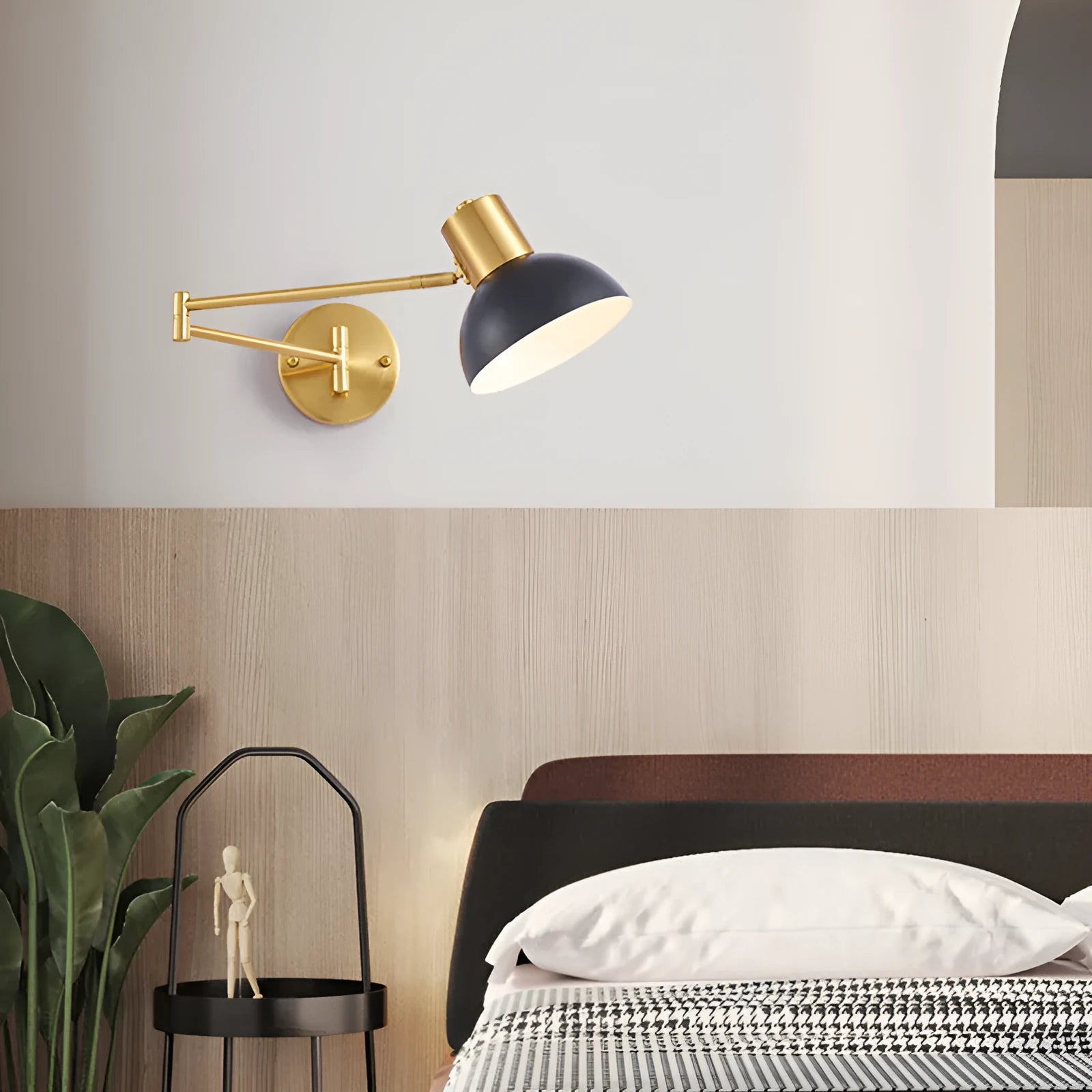 Modern minimalist double-section rocker arm wall lamp with adjustable arms and eight light colour modes