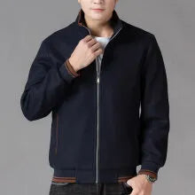 Men's grey sport-style fleece jacket with side pockets, shown on a hanger.