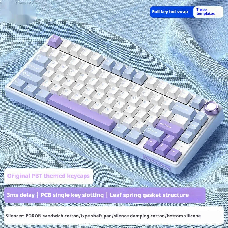 Wireless mechanical keyboard with RGB lighting and hot-swappable switches in various colour options