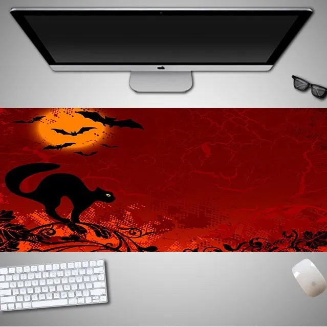 Halloween mouse pad with non-slip rubber cloth material in oversized dimensions for gaming