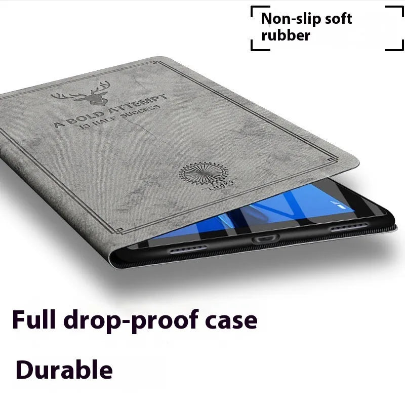 TPU leather iPad protective case with Deer design in clamshell style