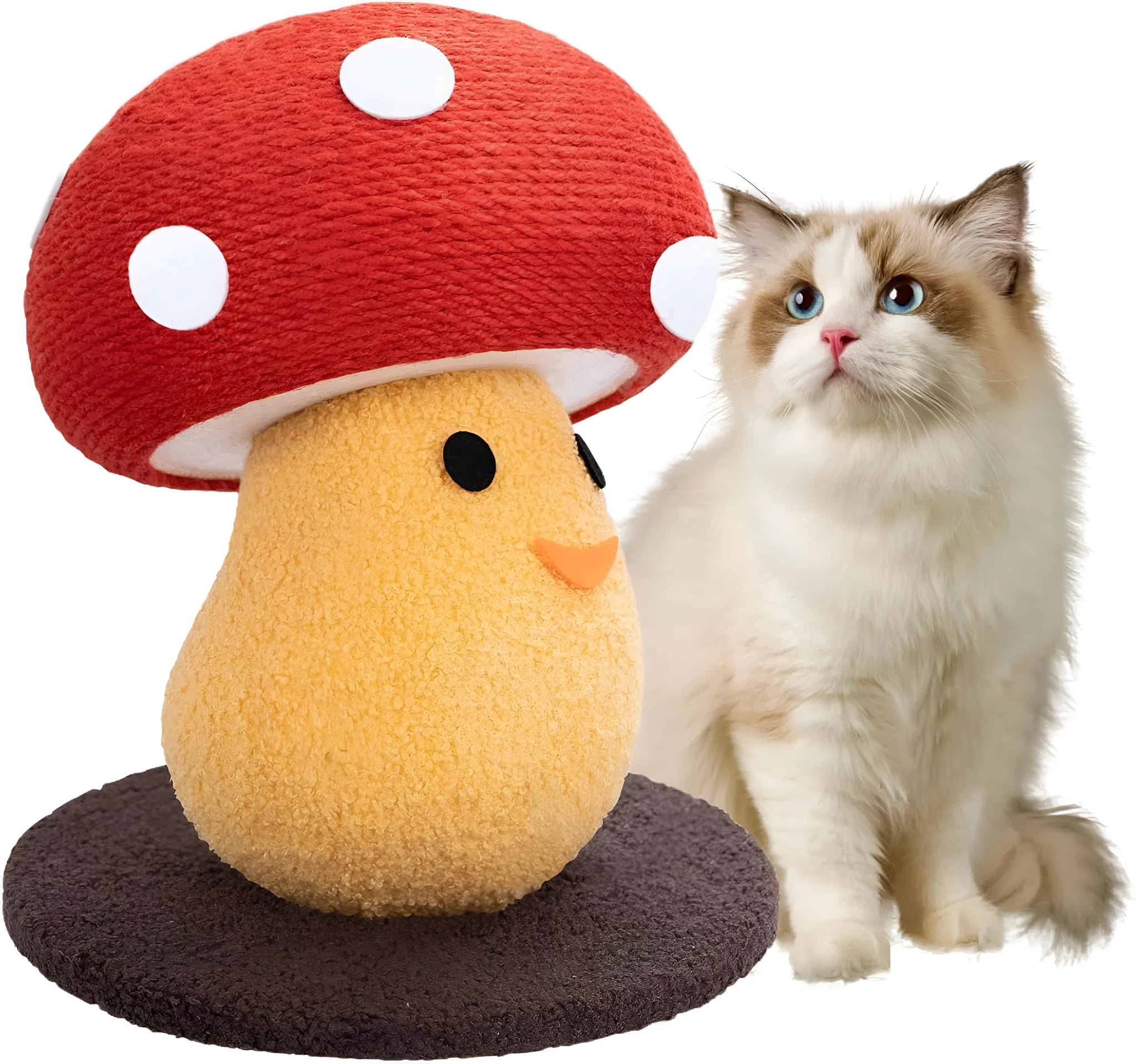 Foldable mushroom-shaped cardboard cat scratcher lounger for indoor claw grinding and furniture protection