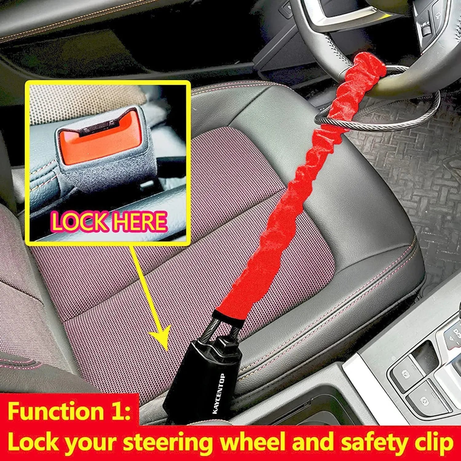 Car steering wheel anti-theft lock with copper core for General Motors vehicles in red colour