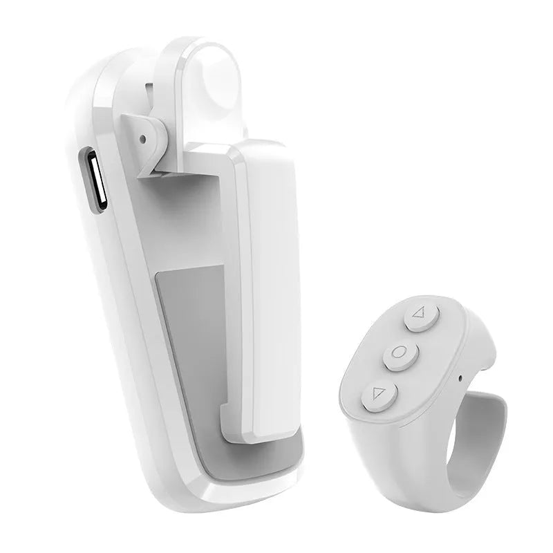Wireless page turner remote control with clicker for tablets and e-readers in black, white, or pink