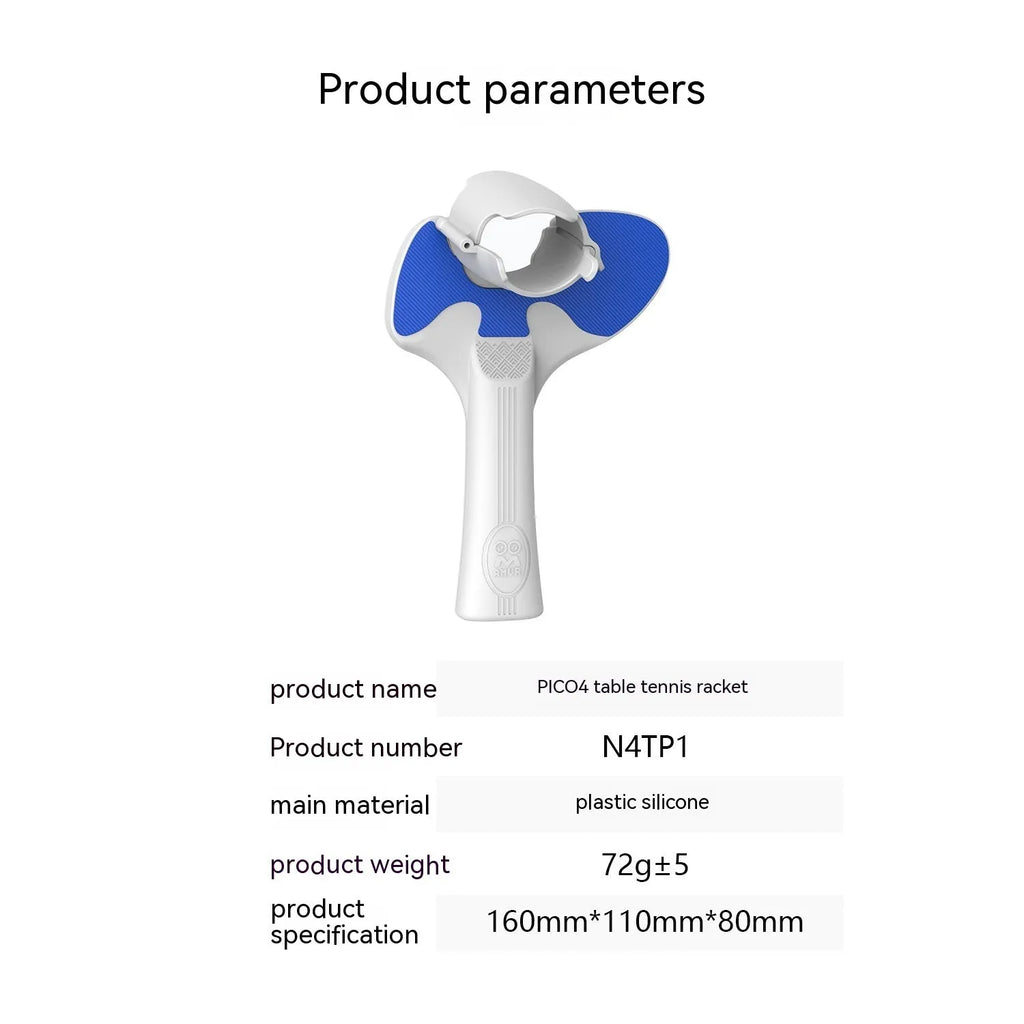 Red and blue plastic silicone Pico 4 VR controller table tennis racket hand grip measuring 160mm