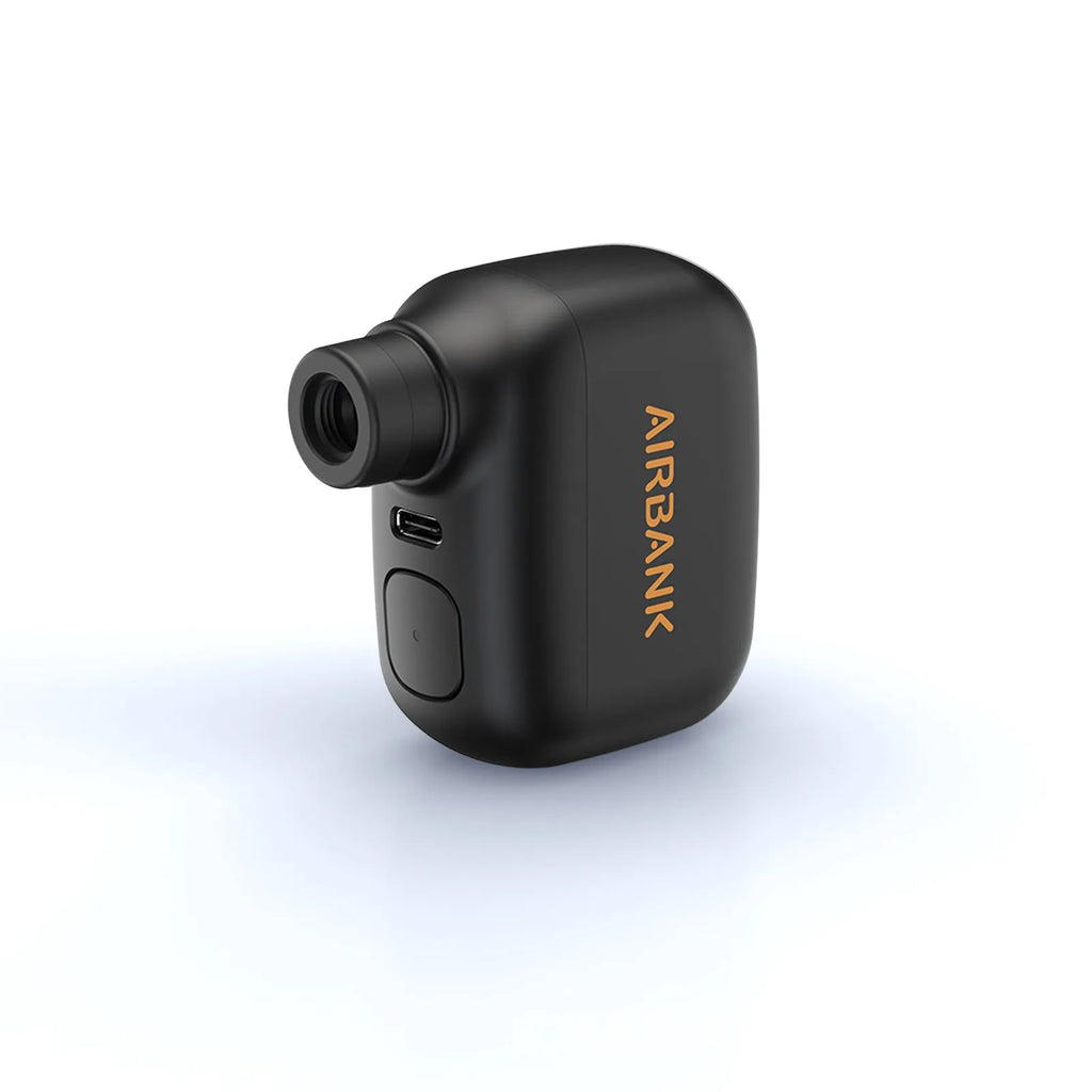 Black AS100 mini electric bicycle inflation pump with USB charging cable