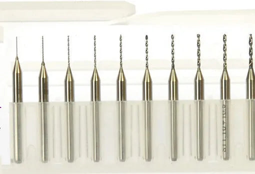Imported tungsten carbide micro-engraving bit for precision machining on circuit boards and hardware.