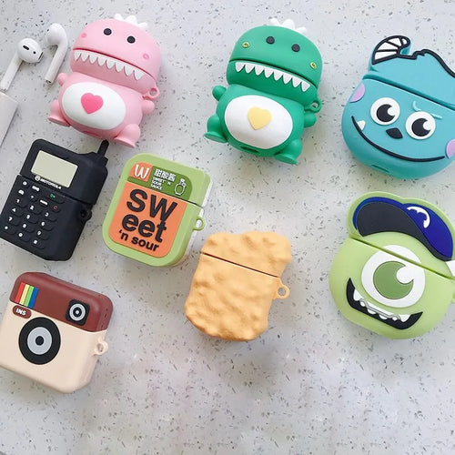 AirPods protective silicone case with cartoon animal design in multiple colour options