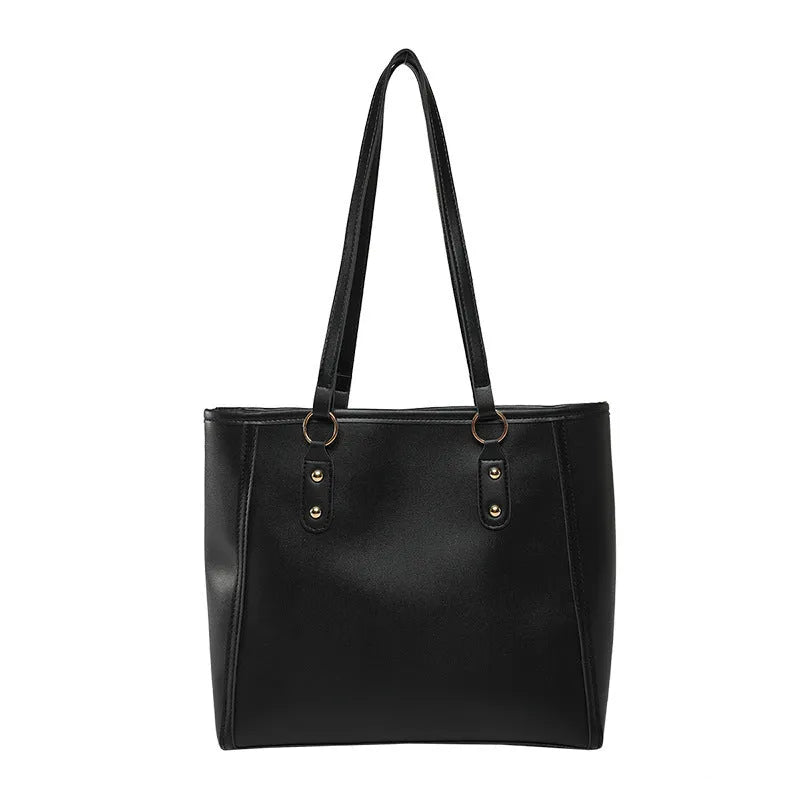 Korean style square shoulder underarm crossbody bag in PU leather, showing sandwich pocket detail.