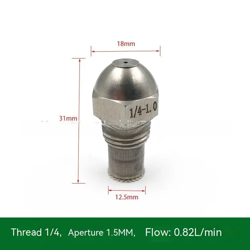 304 stainless steel fine atomisation spray nozzle with ten aperture sizes and external thread connection