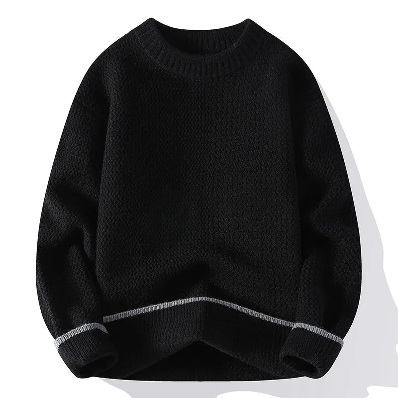 Men's loose fit pullover sweater in polyester blend available in four colours