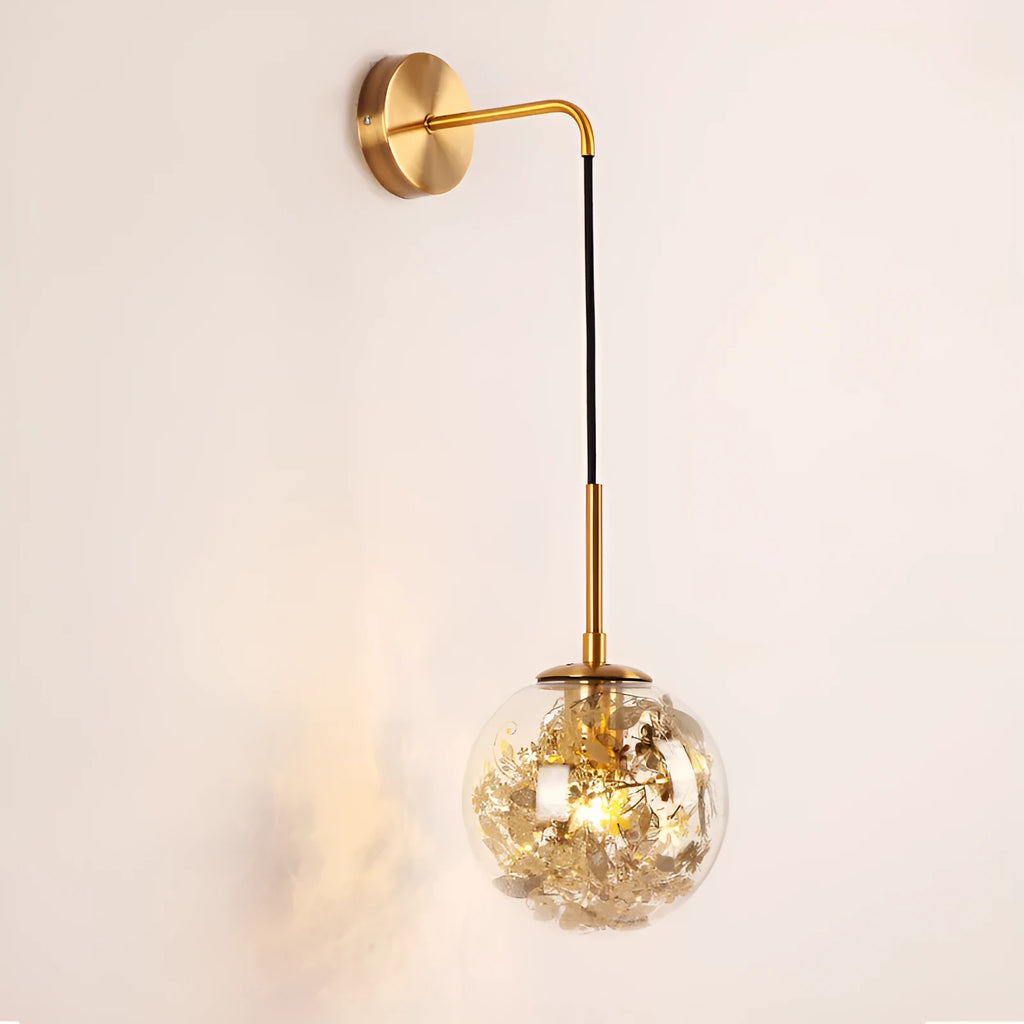 Modern glass wall lamp in golden flower or silver flower with 15cm or 20cm size options