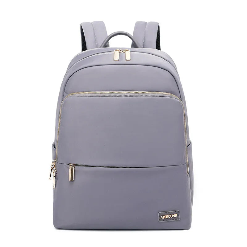 Large capacity black Oxford cloth women's backpack with multiple compartments.