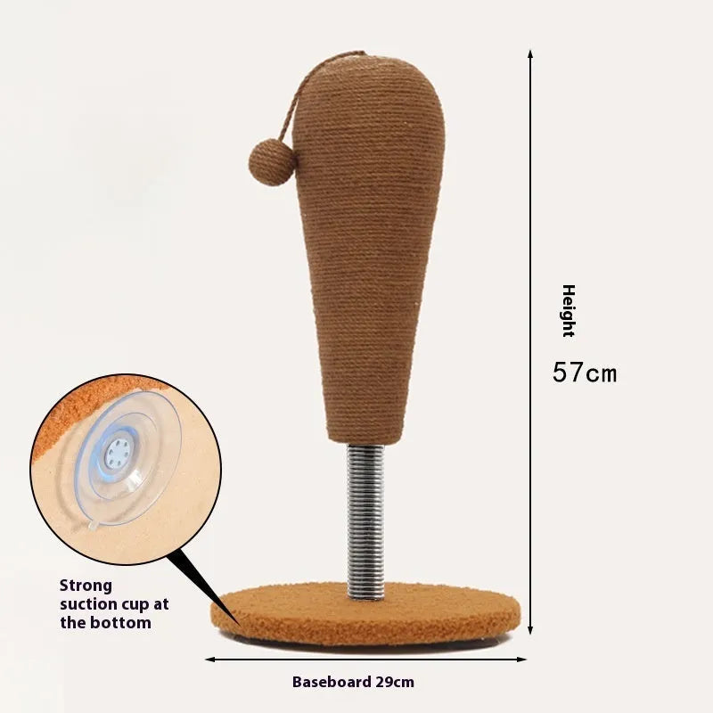 Hemp rope cat scratching board with anti-scratch design and self-hi relieving tumbler feature