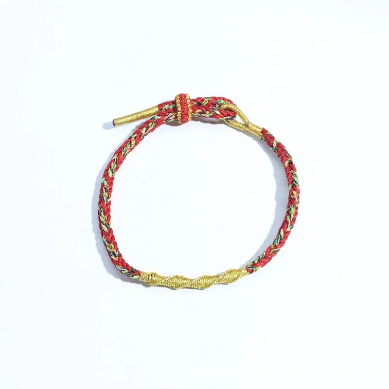 Adjustable eight-strand woven colourful bracelet with flexible wire construction in national tide style