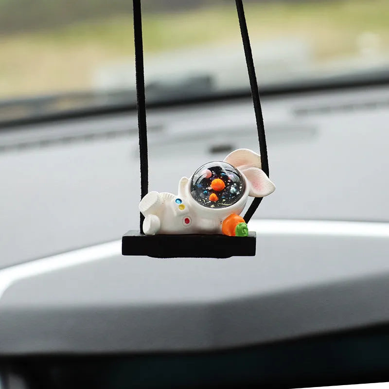 Resin astronaut car pendant in cartoon style with hook for hanging
