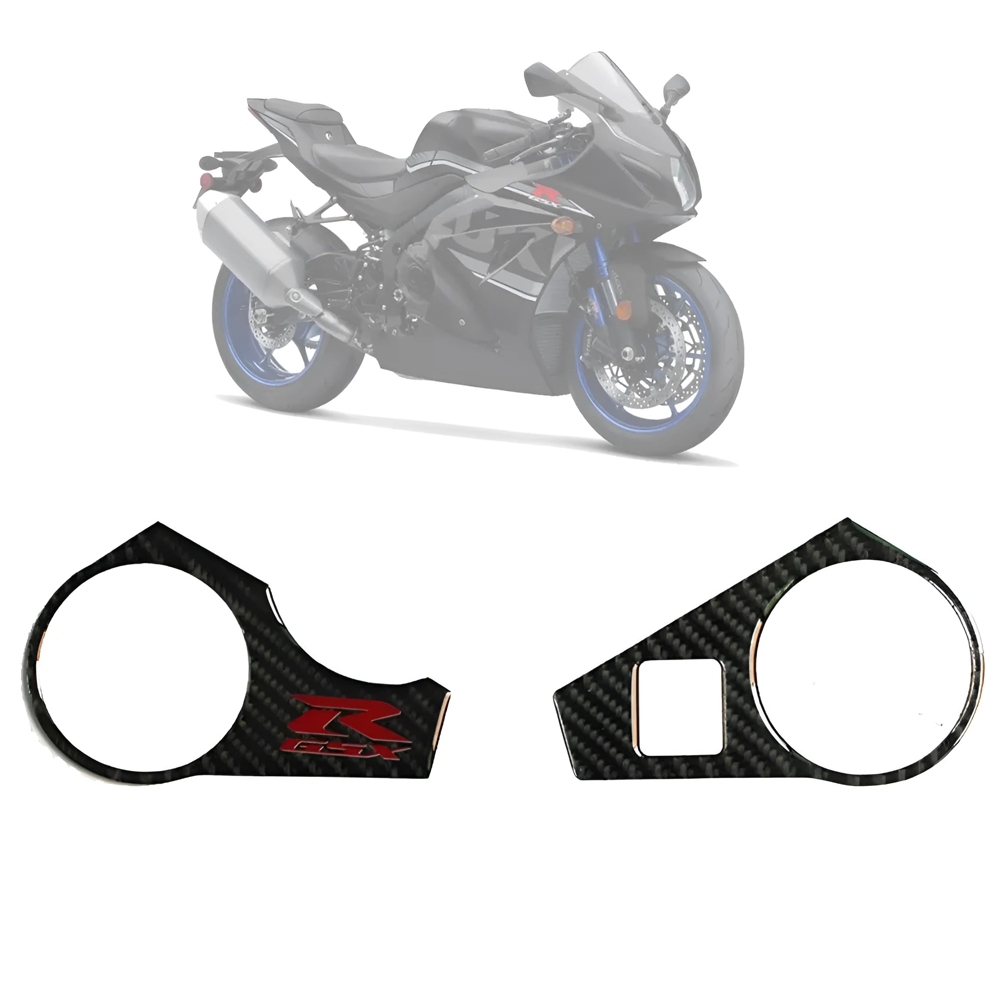 Black carbon fibre pattern motorcycle sticker for SUZUKI GSXR1000 L1 upper connective plate.