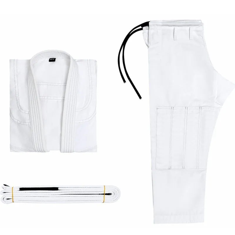 Brazilian Jiu Jitsu cotton blend training clothing set showing top and trousers in multiple colour options