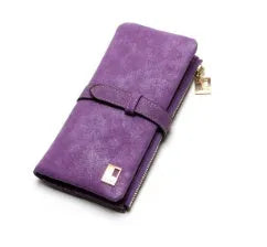 TAUREN vertical long wallet in retro matte Pu leather showing zip closure and internal card slots.