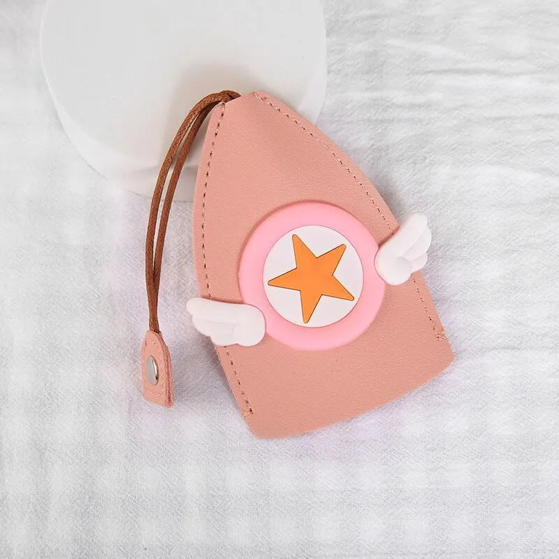 Cartoon pull-out key case in PU leather measuring 14 by 7.5 centimetres