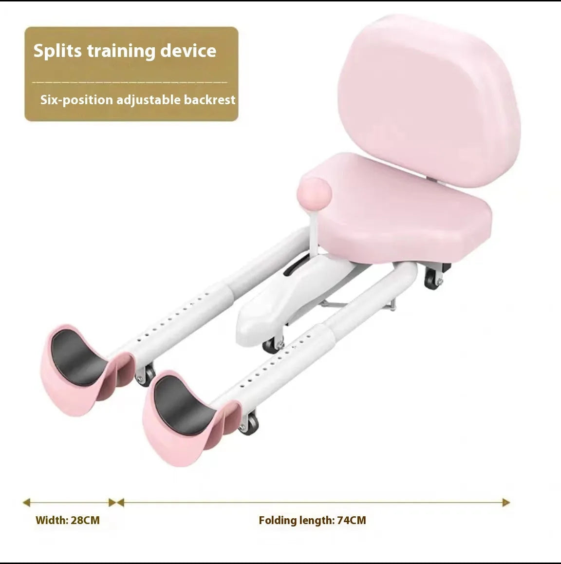 Steel pipe horse leg opener stretching equipment in pink colour with foam padding