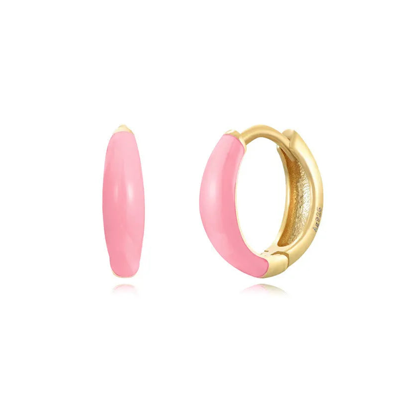 Epoxy oval curved earrings in seven colours with U-shaped geometric design