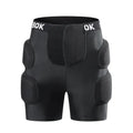 Black adult hip protection shorts with removable padding for skating and skiing safety.