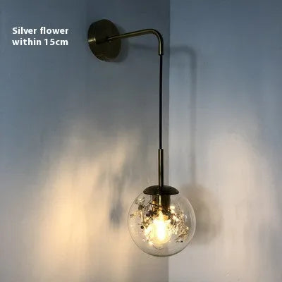 Modern glass wall lamp in golden flower or silver flower with 15cm or 20cm size options