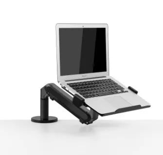 Aluminium laptop stand with adjustable air pressure arm bracket in silver colour