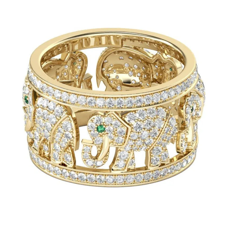 Alloy elephant ring with diamond electroplated finish in sizes no.6 to no.10