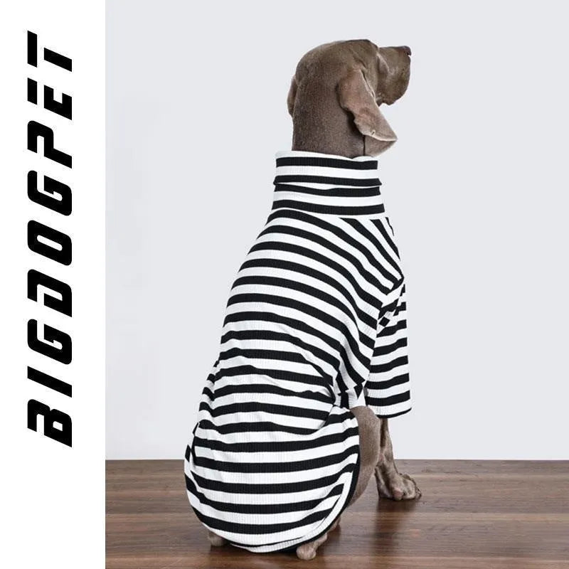 Black and white polyester clothing for a large dog, showing a thin inner layer design.
