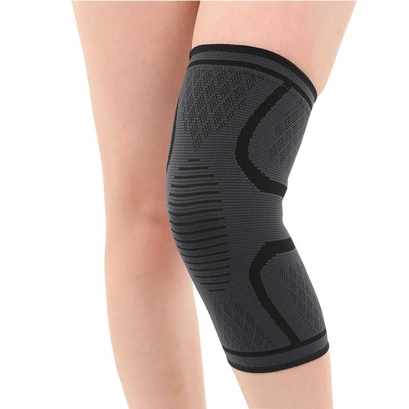Black double corrugated non-slip stretch knee pad for sports protection.