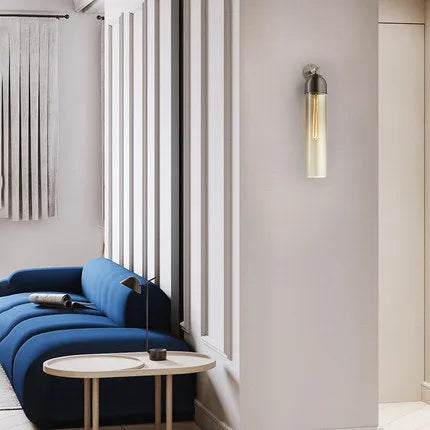 Nordic postmodern glass wall lamp with modern minimalist design in amber colour finish