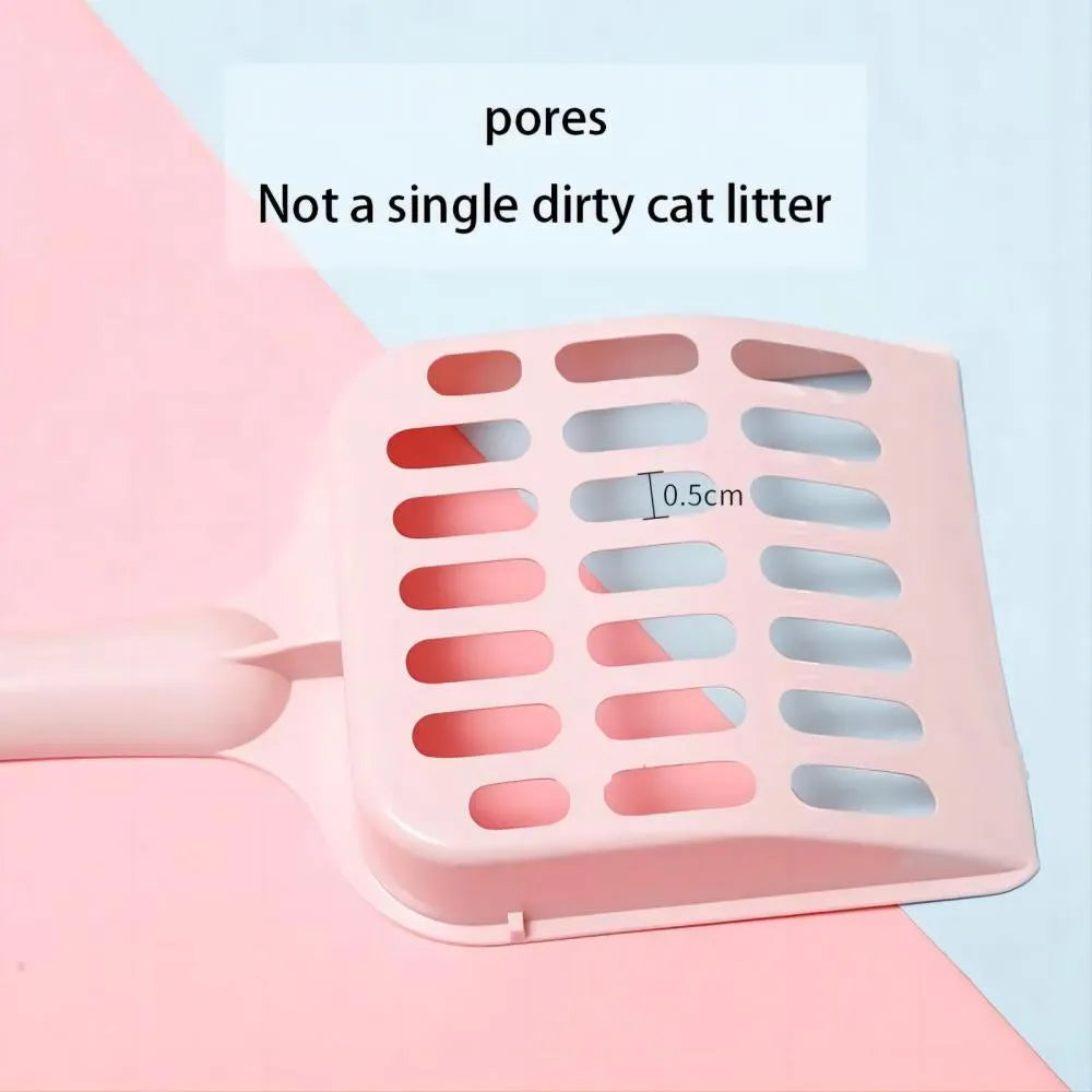Blue plastic cat litter scoop for pets, 20 cm long, on a white background.