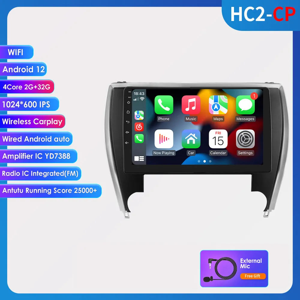 10-inch touchscreen car navigation head unit for 2015 Toyota Camry dashboard.