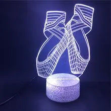 Ballet dancing shoes 3D LED night light with remote control showing seven colour options