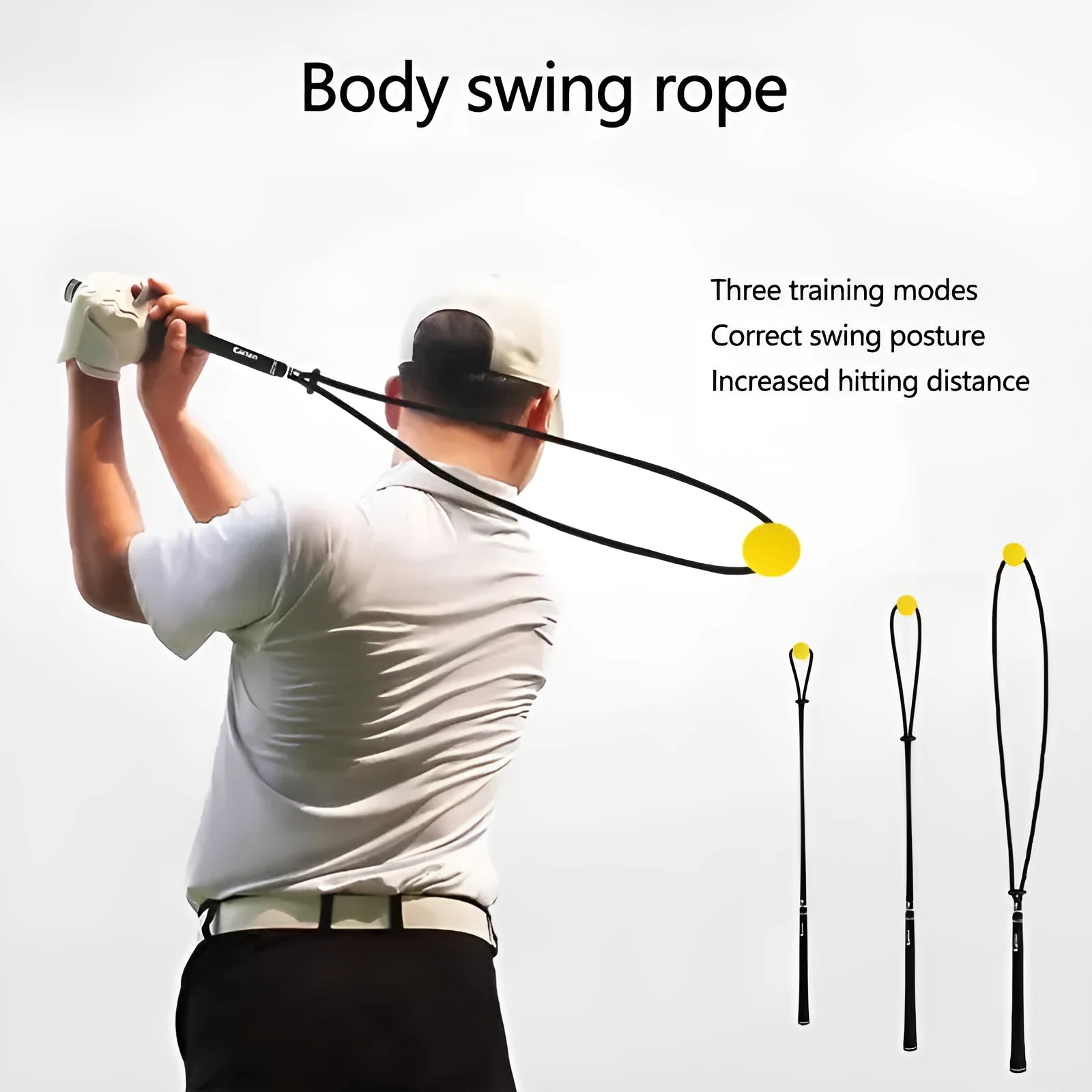 Black silicone elastic golf swing practice rope trainer for physical correction training