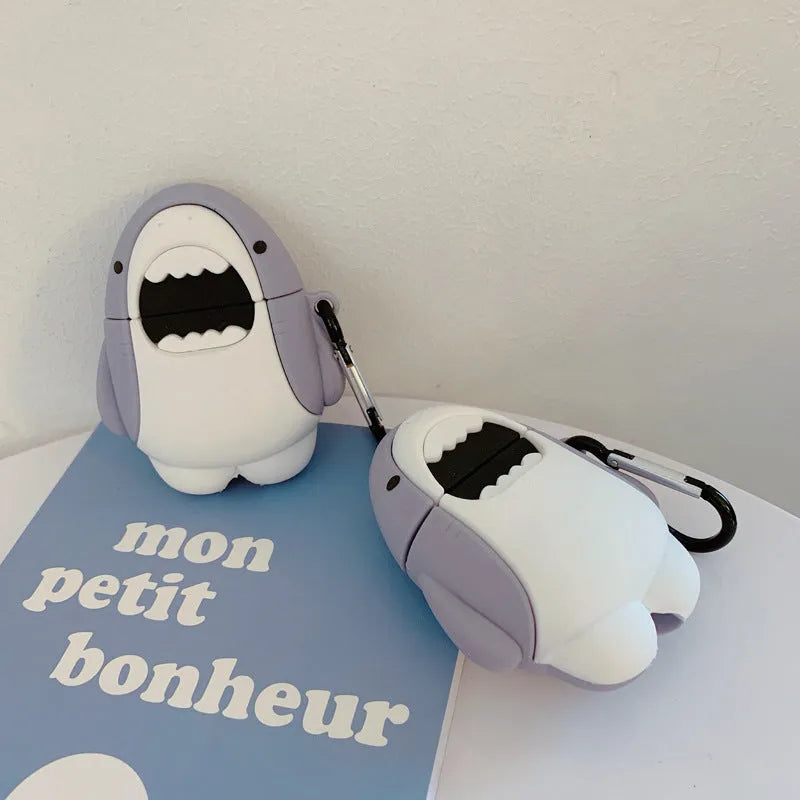 Shark design soft silicone protective case for Apple AirPods 1st and 2nd generation.