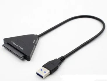 Black USB 3.0 to SATA adapter cable with 7+15 pin connector for external hard drive connection