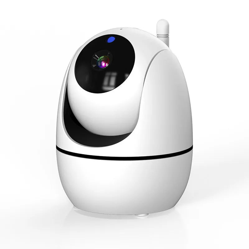White HD wireless baby monitor with a 5-inch screen on a table.