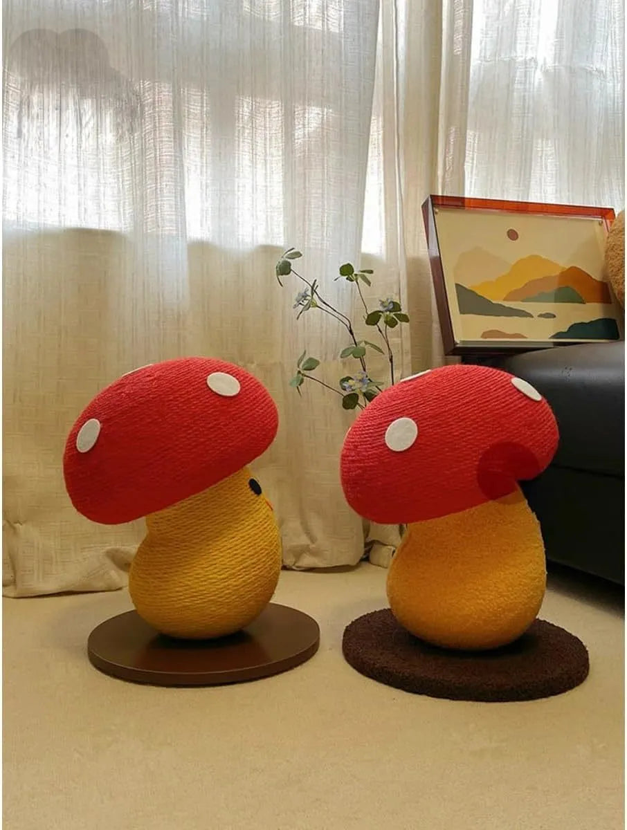 Foldable mushroom-shaped cardboard cat scratcher lounger for indoor claw grinding and furniture protection