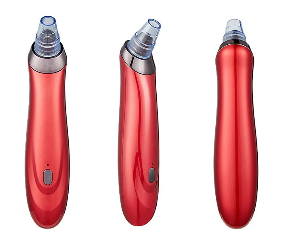Electric blackhead remover device with multiple nozzle attachments for facial pore cleaning